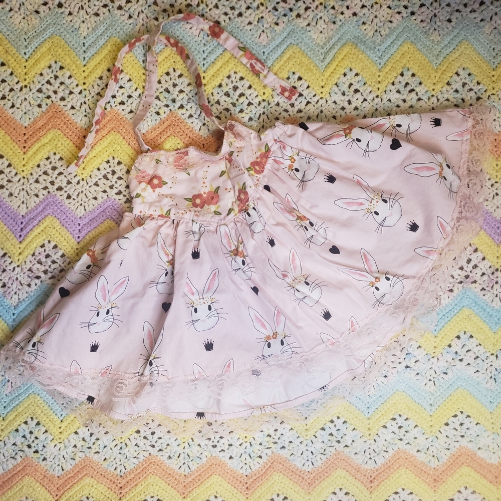Handmade Easter Bunny Princess Dress  '50s pattern circle skirt Sundress